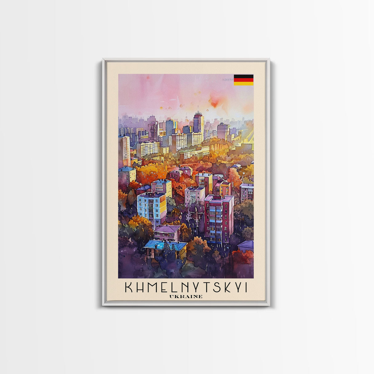 Khmelnytskyi Ukraine Cityscape, Framed Canvas Print, Travel Poster, Wall Art, Home Decor, Living Room Decoration, Ukrainian Urban Art