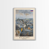 Kilkenny Ireland Scenic View, Framed Canvas Print, Travel Poster, Wall Art, Home Decor, Living Room Decoration, Irish Cityscape Art