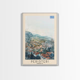 Peristeri Greece Travel Poster Framed Canvas Print, Watercolor Painting, Scenic Wall Art, Home Decor, Greek Landscape, Classic Art