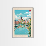 Arnhem Netherlands Travel Poster Framed Canvas Print, Midcentury Modern Art, Pop Art Wall Decor, Home Decor, Vacation Gift, Living Room Art