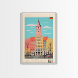 Essen Germany Travel Poster Framed Canvas Print, Midcentury Modern Art, Pop Art Wall Decor, Home Decor, Vacation Gift, Office Art