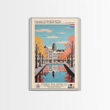Haarlemmermeer Netherlands Travel Poster Framed Canvas Print, Midcentury Modern Art, Pop Art Wall Decor, Scenic Wall Art, Living Room Decoration, Office Art