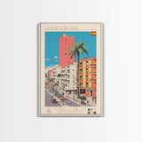 Las Palmas de Gran Canaria Spain Travel Poster Framed Canvas Print, Midcentury Modern Art, Pop Art Wall Decor, Scenic Wall Art, Bedroom Decoration