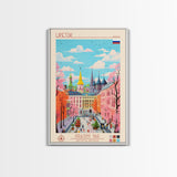 Lipetsk Russia Travel Poster Framed Canvas Print, Midcentury Modern Art, Pop Art Wall Decor, Scenic Art, Home and Office Decoration