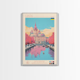 Odesa Ukraine Travel Poster Framed Canvas Print, Midcentury Modern Art, Pop Art Wall Decor, Home Decor, Vacation Gift, Bedroom Art
