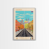 Orenburg Russia Travel Poster Framed Canvas Print, Midcentury Modern Art, Pop Art Wall Decor, Scenic Living Room Art, Bedroom Decor