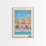 Santa Cruz de Tenerife Spain Travel Poster Framed Canvas Print, Midcentury Modern Art, Pop Art Wall Decor, Living Room Art, Bedroom Decoration