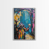 Halloween Ghostly Figure with Lantern Framed Canvas Print, Spooky Wall Art, Home Decor, Haunted Decor, Gift Idea, Night Haunt