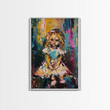 Halloween Ghost Eating Cake, Framed Canvas Print, Wall Art, Spooky Decor, Halloween Decoration, Living Room Art, Unique Gift