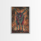 Mysterious Goat Demon Framed Canvas Print, Halloween Art, Unique Wall Art, Spooky Home Decor, Scary Art, Eerie Living Room Decor