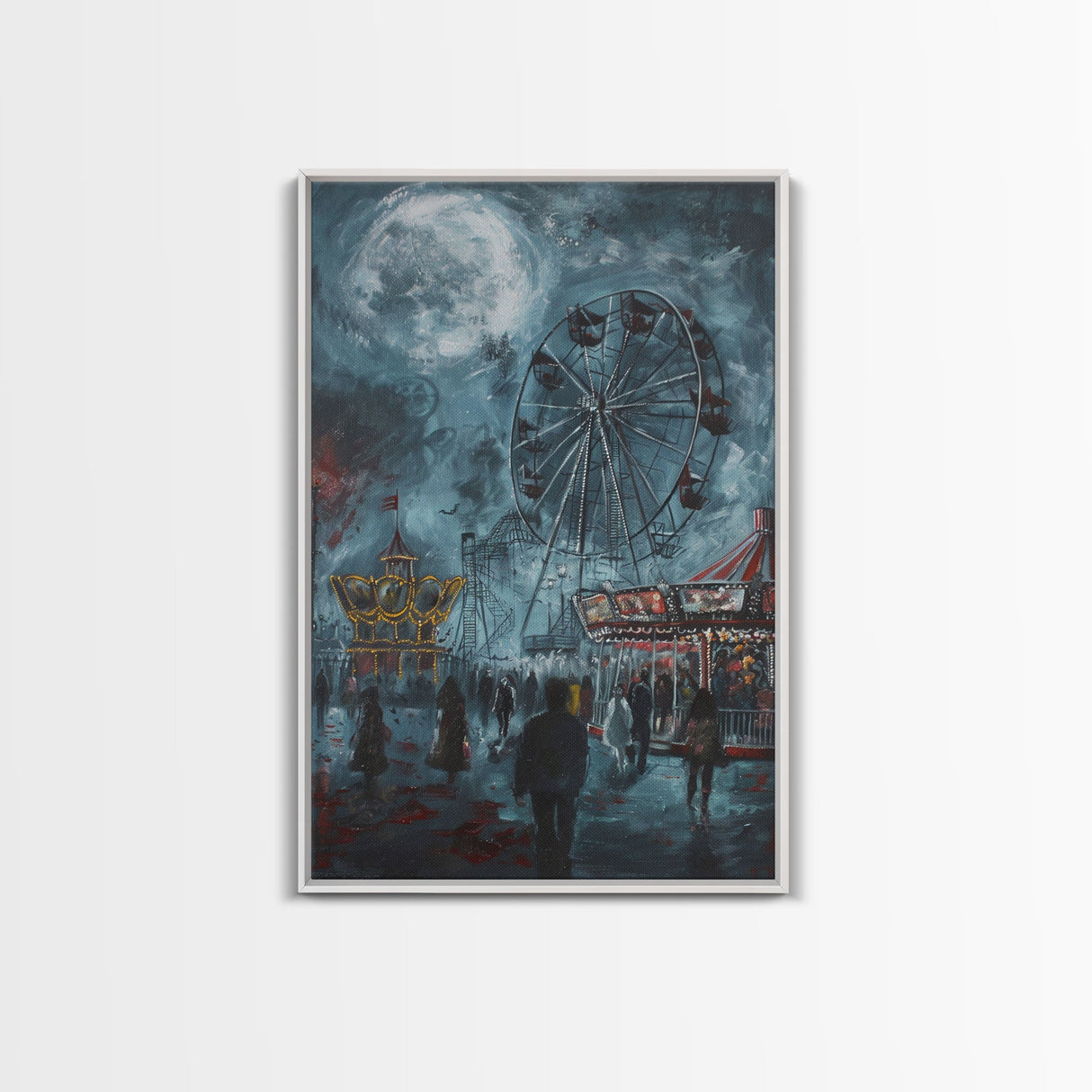 Eerie Carnival, Halloween Art, Spooky Wall Decor, Framed Canvas Print, Creepy Art, Halloween Wall Decor, Seasonal Wall Art, Scary Artwork