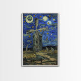 Haunted Railway Station with Pumpkins Framed Canvas Print, Wall Art, Spooky Home Decor, Halloween Train Station Art, Eerie Painting