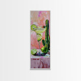 Martini Cocktail Framed Canvas Art, Canvas Bar Art, Tall and Narrow Kitchen Wall Art, Southwestern Wall Art, Margarita Painting for Kitchen