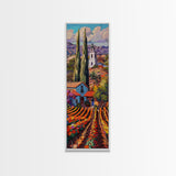Tuscan Style Landscape Art Print of Spanish Countryside Framed on Canvas, Long Narrow Wall Art Print for Living Room, Colorful Wall Art