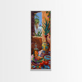 Tropical Landscape Art Print Framed on Canvas, Vertical Food Art for Kitchen, Spanish Inspired Coastal Art Print, Modern Wall Art
