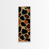 Textured Leopard Print with Red Accents - Framed Canvas Print, Midcentury Modern Wall Art, Skinny Art, Tall Art, Living Room Decor