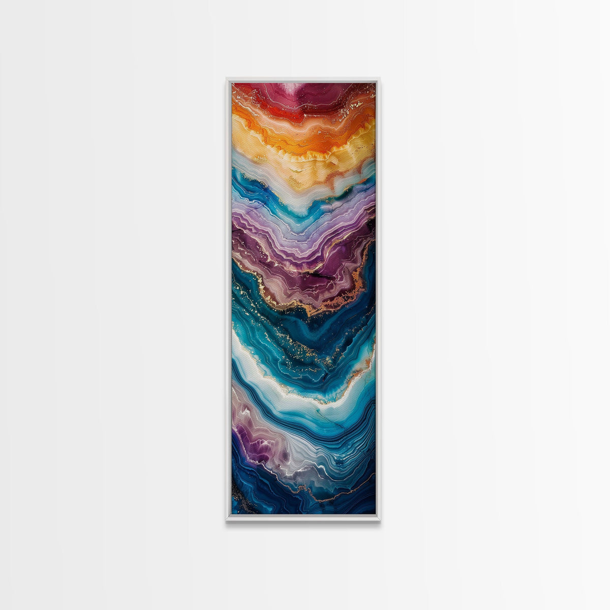 Multicolor Layered Geode Art - Framed Canvas Print, Midcentury Modern ...