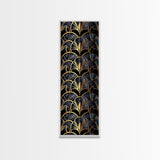 Gold Art Deco Pattern on Black Background - Framed Canvas Print, Midcentury Modern Art, Skinny Art, Tall Art, Living Room Wall Decor, Minimalist Art