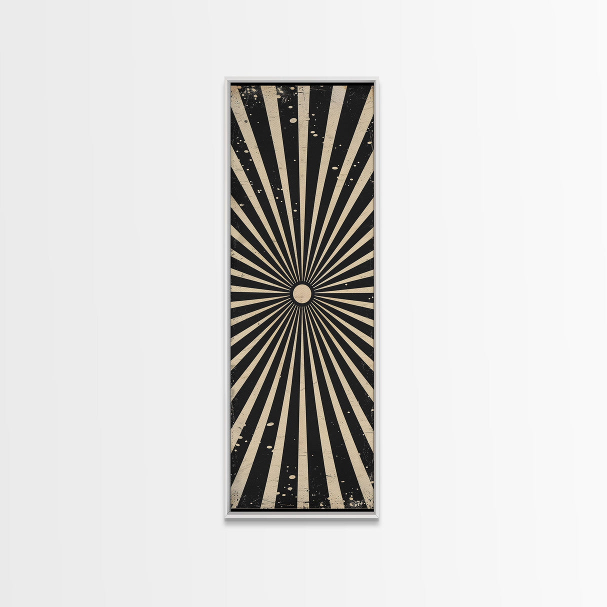 Black and White Sun Burst Art Deco Inspired Framed Canvas Print, Wall Art, Office or Mancave Wall Art