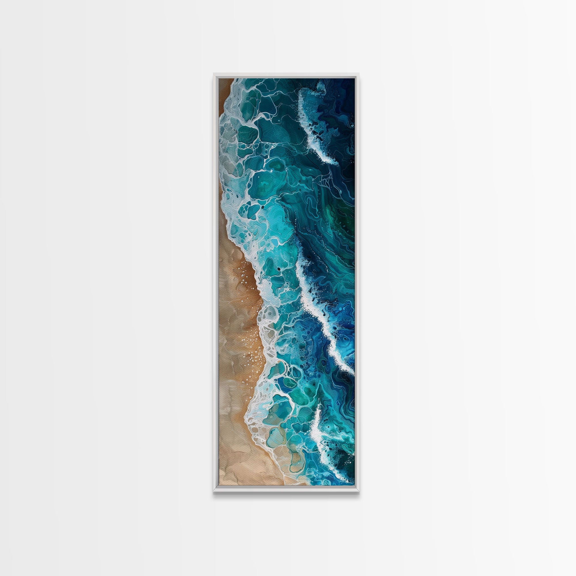 Aerial Ocean View Art - Framed Canvas Print, Farmhouse Art, Boho