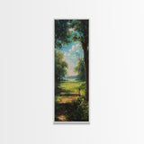 The Tree Swing Framed Canvas Print, Spring Time Decor, Tall Art, Statement Piece, Whimsical Boho Style Wall Art