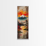 Reflections of Majestic Mountain Peaks in Calm Lake, Minimalist Landscape Framed Canvas Print, Perfect for Nature Inspired Wall Art