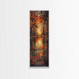 Fall Forest Reflected in The Lake, Framed Canvas Print, Whimsical Home Decor, Unique Wall Art Gift Idea For Housewarming