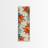 Japanese Autumn Leaves Canvas Print In Ukiyo-e Style, Traditional Woodblock Art, Framed Canvas Print, Tall Skinny Japanese Wall Art, Ready To Hang