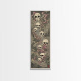 Hauntingly Beautiful Floating Skulls on Tall Vertical Canvas Print Featuring Japanese Ghostly Art in Eerie Style