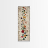 Skinny Art Tall Art Framed Canvas Print Vintage Style Floral Art With Mixed Blossoms On A Rustic Background Ukiyo-e Japanese Style Art
