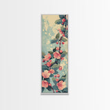 Japanese Style Frogs and Lotus Flowers Framed Canvas Print - Tall Skinny Ukiyo-e Wall Art