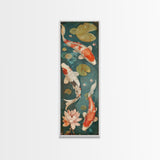 Graceful Koi Fish Swimming Among Lotus Flowers For Zen-Inspired Wall Art Japanese Style Framed Canvas Print