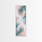 Elegant Pine Branches on Soft Pastel Background - Skinny Art, Japanese Wall Decor, Framed Canvas Print, Ukiyo-e Style