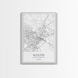 Augusta Street Map, Georgia Map, City Map Art, Dorm Wall Art, Adventure Wall Art, Minimalist Art, Wall Art, Canvas Print, Canvas Wall Art