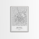 Brussels Street Map, Belgium Map, City Map Art, Modern Art, Wall Art, Canvas Print, Canvas Wall Art, Birthday Gift, Living Room Décor