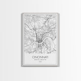 Cincinnati Street Map, Ohio Map, City Map Art, Minimalist Art, Wall Art, Canvas Print, Canvas Wall Art, Travel Wall Décor, Gift For Her