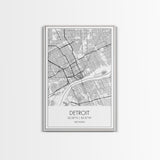 Detroit Street Map, Michigan Map, City Map Art, Minimalist Art, Wall Art, Canvas Print, Wall Art Bedroom, Travel Prints, Gift For Couple