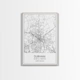 Durham Street Map, North Carolina Map, City Map Art, Minimalist Art, Wall Art, Canvas Print, Traveler Gift, Travel Wall Décor
