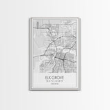 Elk Grove Street Map, California Map, City Map Art, Minimalist Art, Wall Art, Canvas Print, Bedroom Wall Art, Housewarming Gift, Travel Art