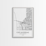 Fort Lauderdale Street Map, California Map, City Map Art, Minimalist Art, Wall Art, Canvas Print, Travel Art, Game Room Décor, Travel Gifts