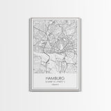 Hamburg Street Map, Germany Map, City Map Art, Minimalist Art, Wall Art, Canvas Print, Travel Wall Print, Gift For Traveler, Unique Art