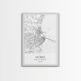 Mobile Street Map, Alabama Map, City Map Art, Modern Art, Wall Art, Canvas Print, Farmhouse Bedroom Art, Mother In Law Gift, Travel Art