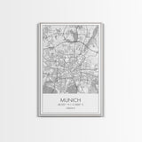 Munich Street Map, Germany Map, Europe City Map Art, Modern Art, Wall Art, Canvas Print, Dorm Wall Décor, Holiday Gift, Travel Wall Print