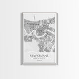 New Orleans Street Map, Louisiana Map, City Map Art, Modern Art, Wall Art, Canvas Print, Above Bed Art, Gift For Travelers, Travel Wall Art