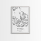 Norfolk Street Map, Virginia Map, City Map Art, Modern Art, Wall Art, Canvas Print, Bedroom Décor, College Student Gift, Travel Print