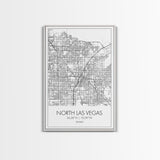 North Las Vegas Street Map, Nevada Map, City Map Art, Modern Art, Wall Art, Canvas Print, Wall Décor Bedroom, Honeymoon Gift,  Travel Art