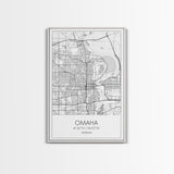 Omaha Street Map, Nebraska Map, City Map Art, Modern Art, Wall Art, Canvas Print, Living Room Wall Art, Travel Gifts For Men, Travel Art