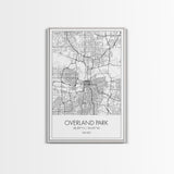 Overland Park Street Map, Kansas Map, City Map Art, Modern Art, Wall Art, Canvas Print, Gift For Her, Bedroom Wall Art, Travel Wall Décor