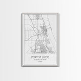 Port St Lucie Street Map, Florida Map, City Map Art, Minimalist Art, Wall Art, Canvas Print, Friend Gift, Black And White Art, Travel Décor
