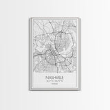Nashville Street Map, Tennessee Map, City Map Art, Modern Art, Wall Art, Canvas Print, Music Studio Art, Gift For Music Lover, Travel Art